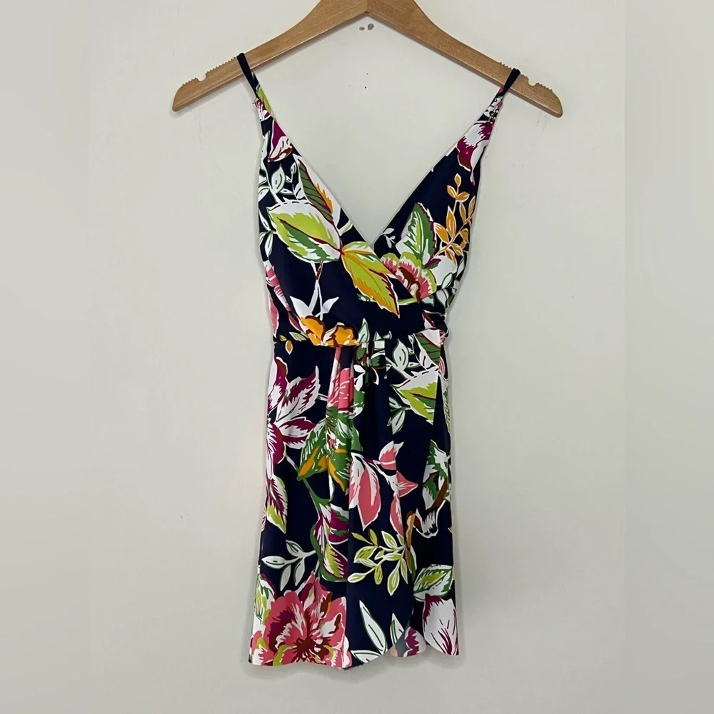 NWT Anne Cole Printed Surplice Front Swimsuit One Piece Dress T23MD610 - 8 - Picture 3 of 9